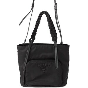 Prada Tessuto Ricamo Passamaneria bag high tech braided Handles Black